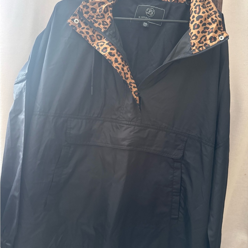 Lauren James Black Jacket with Leopard Print Collar